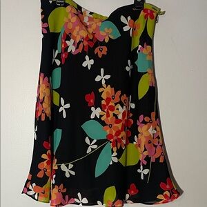 Women’s Casual Corner Skirt - Black, Orange, Green Floral size 6